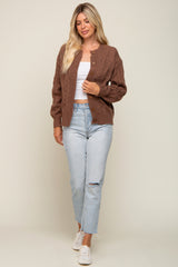 Dark Mocha Mixed Knit Cardigan