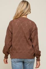 Dark Mocha Mixed Knit Maternity Cardigan