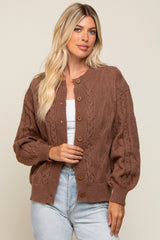 Dark Mocha Mixed Knit Maternity Cardigan