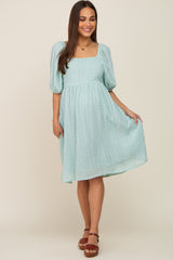 Mint Green Swiss Dot Knee Length Maternity Dress