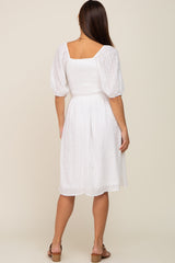 Ivory Swiss Dot Knee Length Maternity Dress