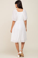 Ivory Swiss Dot Knee Length Dress