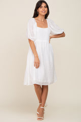 Ivory Swiss Dot Knee Length Dress