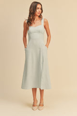 Powder Blue Linen Slit Dress