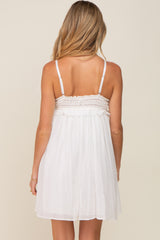 White Crochet Ruffle Maternity Dress