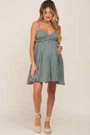 Olive Crochet Ruffle Maternity Dress