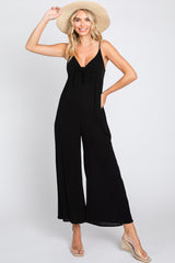 Black Front Tie Sleeveless Maternity Jumpsuit