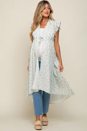 Mint Floral Ruffle Maternity Cover-Up