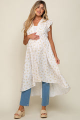 Cream Floral Ruffle Maternity Cover-Up