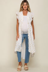 Cream Floral Ruffle Maternity Cover-Up