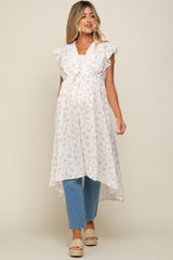 Cream Floral Ruffle Maternity Cover-Up