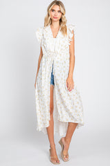 Cream Floral Ruffle Maternity Cover-Up