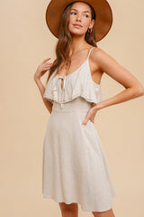 Oatmeal Camisole Ruffle Mini Dress