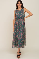 Forest Green Floral Maxi Dress