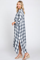 Ivory Plaid 3/4 Sleeve Midi Dress