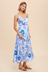 Blue Cross Tie Back Cami Maxi Dress