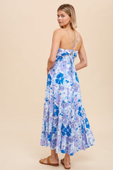 Blue Cross Tie Back Cami Maxi Dress