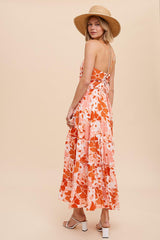 Orange Cross Tie Back Cami Maxi Dress