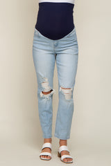 Light Blue Distressed Maternity Jeans