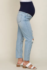 Light Blue Distressed Maternity Jeans