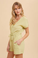 Mint Cotton Gauze Easy Romper