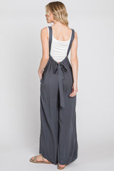 Graphite Washed Woven Suspender Style Jumpsuit