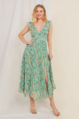 Teal Yellow Print Sundress