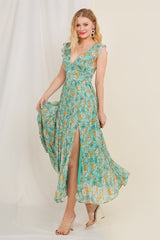 Teal Yellow Print Sundress