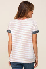 Mauve Striped Colorblock Top