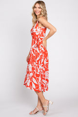 Red Flower Side Tie Wrap Dress