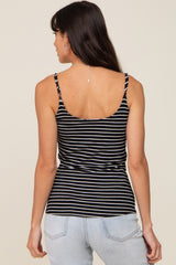 Black Striped Ribbed Sleeveless Top