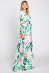 White Floral Chiffon Maxi Dress