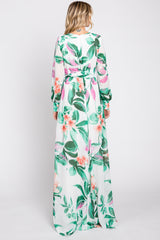 White Floral Chiffon Maxi Dress