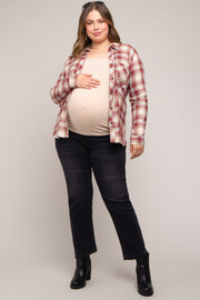 Black Distressed Raw Hem Maternity Plus Size Jeans