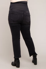 Black Distressed Raw Hem Maternity Plus Size Jeans