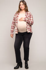 Black Distressed Raw Hem Maternity Plus Size Jeans