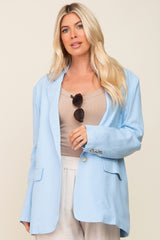 Light Blue Linen Front Pocket Blazer