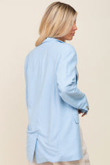 Light Blue Linen Front Pocket Blazer