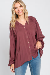 Burgundy Pleated Detail Maternity Blouse