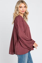 Burgundy Pleated Detail Blouse