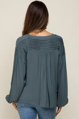 Teal Pleated Detail Maternity Blouse