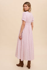 Dusty Pink Collared Button Down Midi Dress