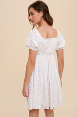 Mauve Floral Dotted Button Front Dress