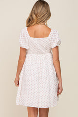 Mauve Floral Dotted Button Front Maternity Dress