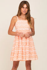 Coral Floral Square Neck Tiered Maternity Dress