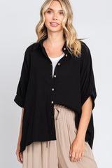 Black Gauze Double Layered Maternity Button Up Top