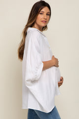 White Gauze Double Layered Maternity Button Up Top