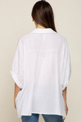 White Gauze Double Layered Maternity Button Up Top