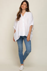 White Gauze Double Layered Maternity Button Up Top