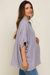 Grey Gauze Double Layered Maternity Button Up Top